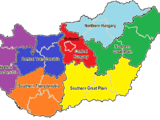 Map showing the Hungarian regions within the country